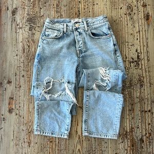 Free People Mid Rise Distressed Jeans